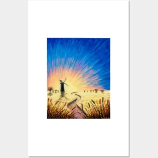 Norfolk Broads Windmill Painting Posters and Art